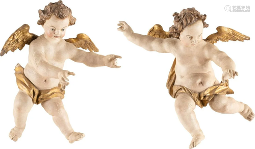 ZWEI SCHWEBENDE BAROCK-PUTTI Süddeutsch, 1…