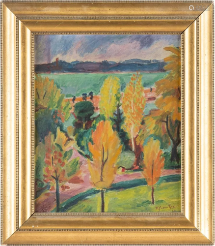 EXPRESSIONIST act. c. 1922 Autumn landscape Oil on