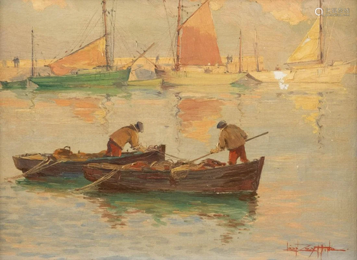 LÉON ZEYTLINE 1885 - 1962 Fishermen on the Loire