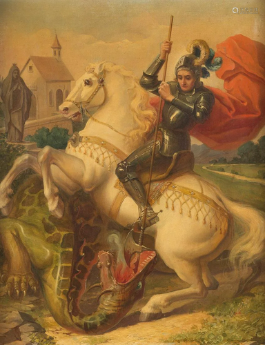 KASPAR LESSING Act. c. 1900 Saint George fighting the