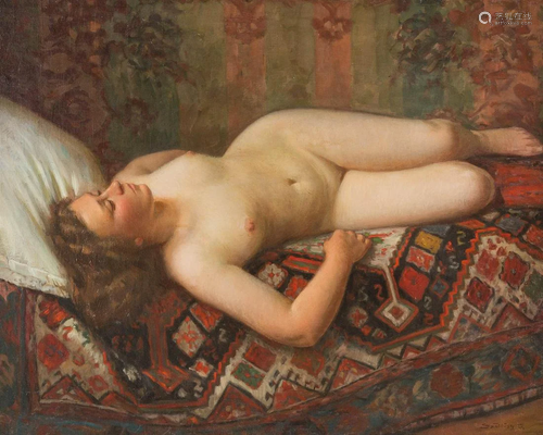 JANOS SZÖLLÖSY 1884 - ? Reclining female nude