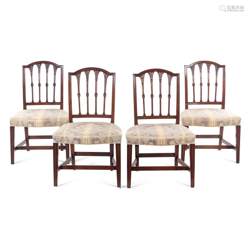 A Set of Four Federal Carved Mahogany Dining Cha…