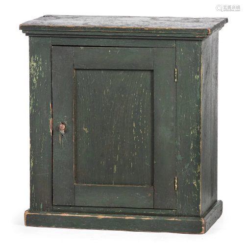 A Federal Green Painted Pine Spice Chest