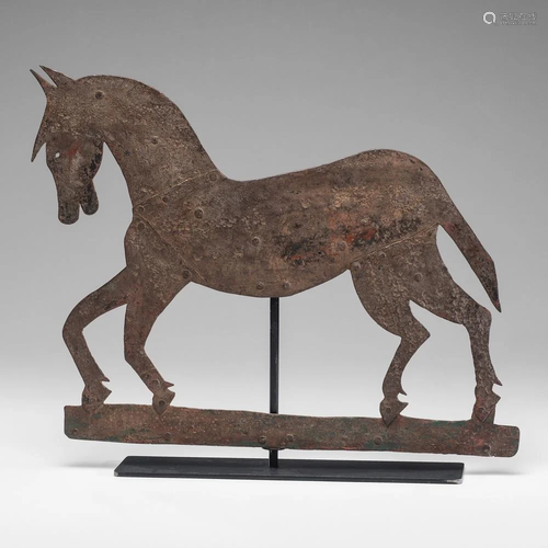 A Cut and Wrought Iron Horse Weathervane