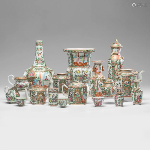 A Collection of Chinese Export Rose Medallion Porcelain
