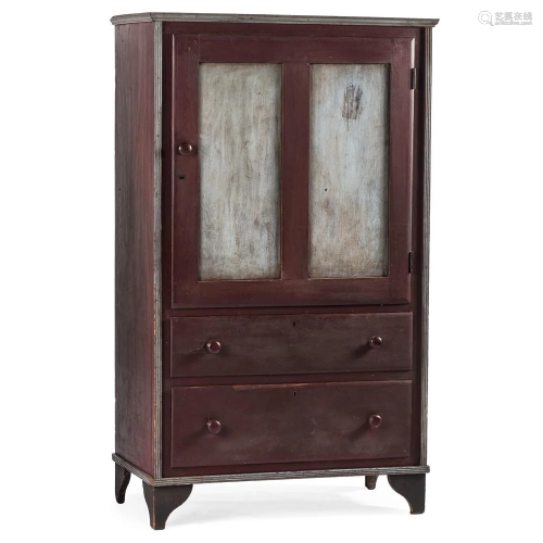 A Federal Carved and Painted Cherrywood Cupboard