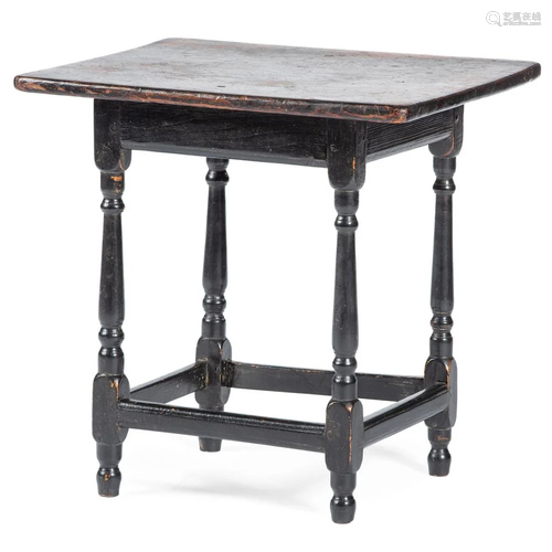 A Federal Turned and Black-Painted Pine Tavern Table