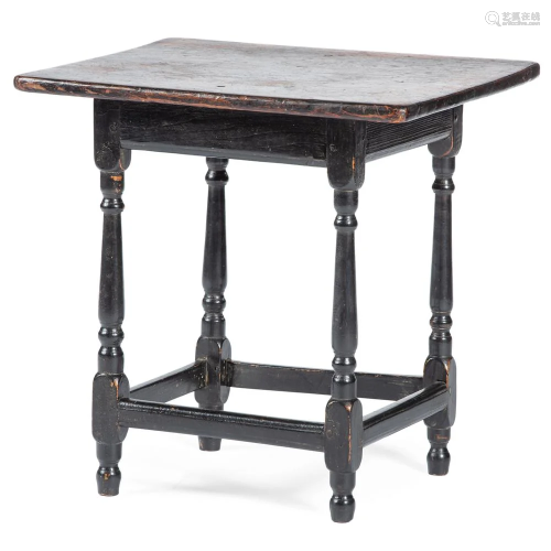 A Federal Turned and Black-Painted Pine Tavern Table