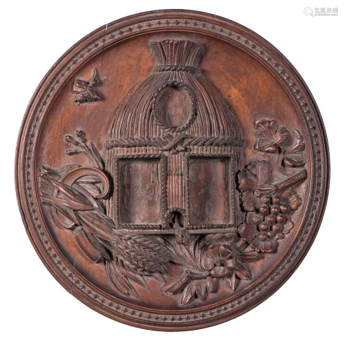 A Relief-Carved Walnut Plaque, Possibly Mormon