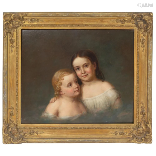 An American Portrait of Two Girls, 19th Century