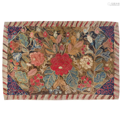 A Floral Decorated Hooked Rug