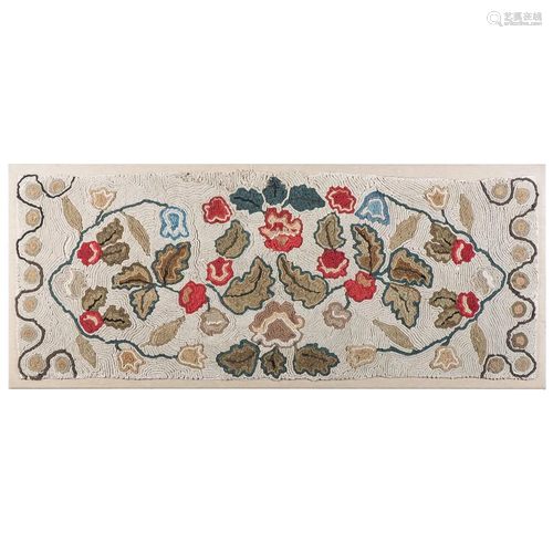 An Oak Leaf and Floral Decorated Shirred Rug