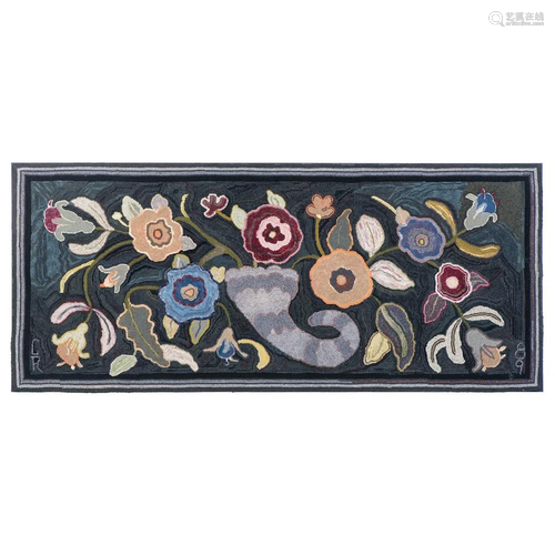 A Floral Cornucopia Decorated Hooked Rug