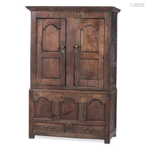 A George II Paneled Oak Ham Cupboard