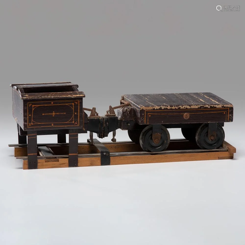 A Painted Wood Patent Model of a Train Car