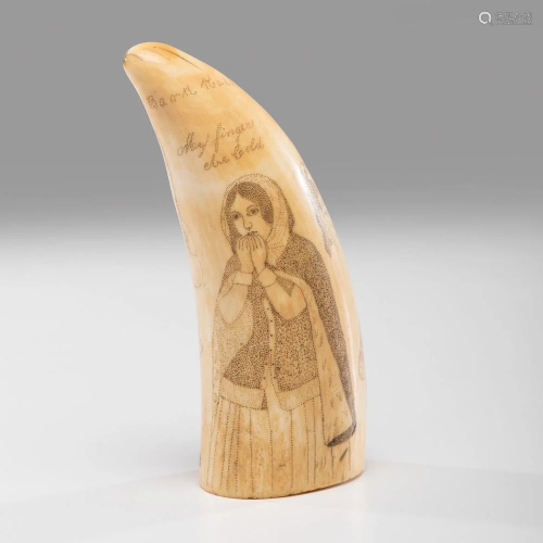A Scrimshaw Whale's Tooth