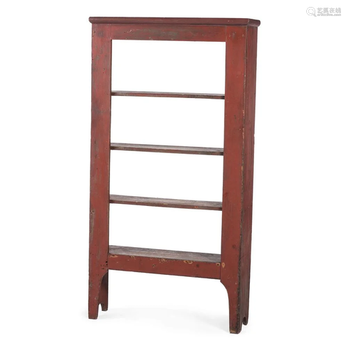 A Federal Red Painted Pine Bookshelf