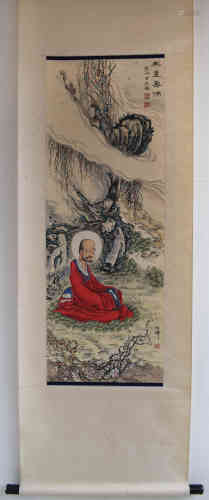 A Chinese Luohan Painting, Huafo Qian Mark