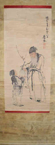A Chinese Fisherman Painting, Xizeng Wu Mark