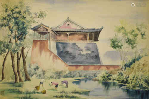 A Chinese Landscape Painting, Guanzhong Wu Mark