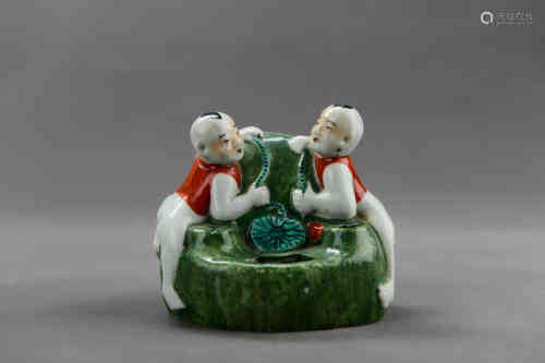 A Chinese Famille Rose Carved Jade Ornament
