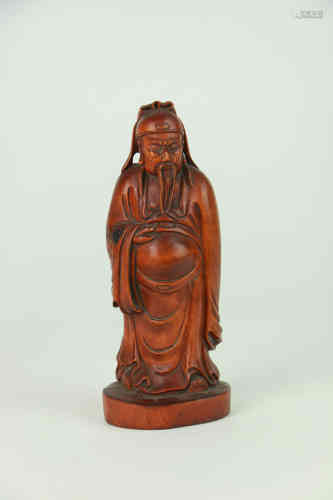 A Chinese Boxwood Ornament of The Duke Guan