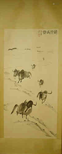 A Chinese Tibetan pastoral painting,Zuoren Wu Mark