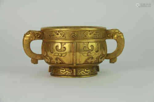 A Chinese Bronze Gilding Incense Burner