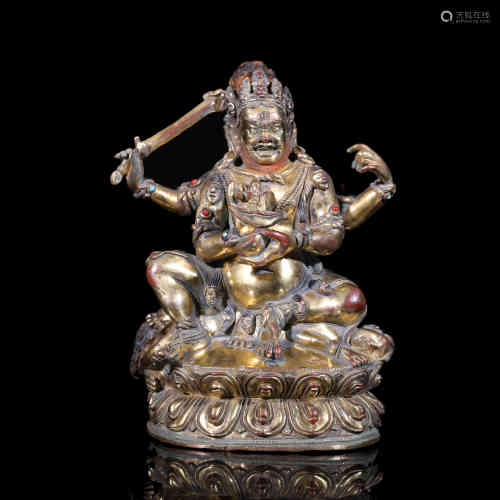 A Bronze Gilding 4 arms Bodhisattva Buddha Statue