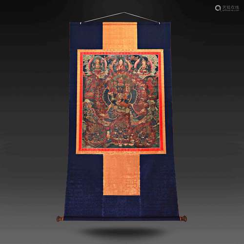 A Chinese Thang-ga Painting of Yamantaka