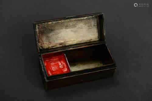A Chinese White Bronze Seal Box with Inkpad