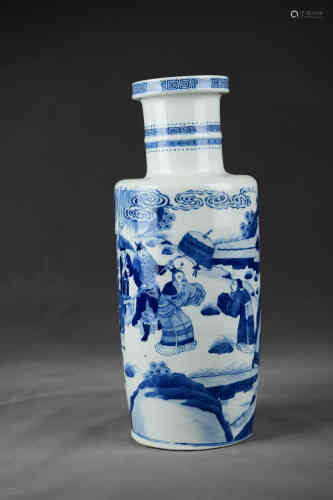 A Chinese Blue and White Porcelain Vase witn Landscape Printed