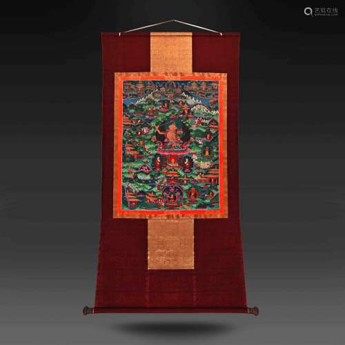 A Chinese Thang-ga Painting of Manjusri Bodhisattva