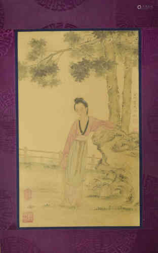 A Chinese Silk Scroll, Mei Leng Mark