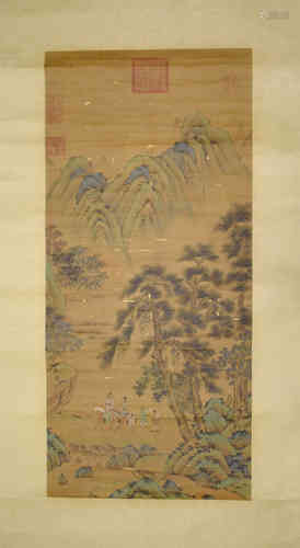 A Chinese Landscape Silk Scroll