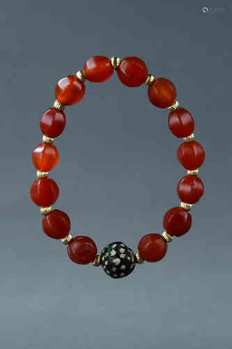 A Chiense Red Agate Beads Hand String