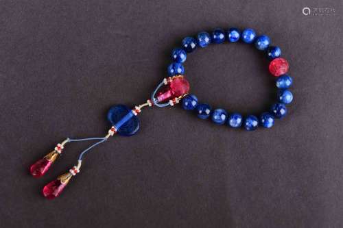 A Chiense Aquamarine Beads Hand String