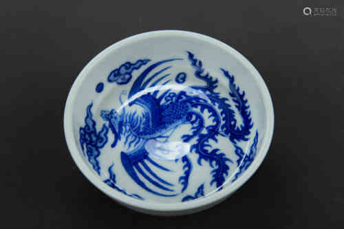 A Chinese Blue and White Porcelain Brush Washer