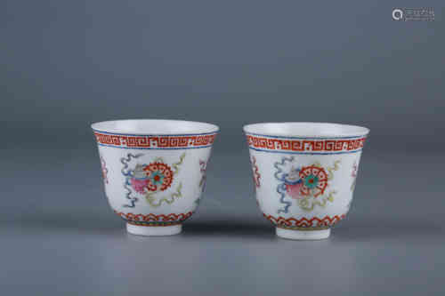 A Pair of Chinese Famille Rose Porcelain Cups