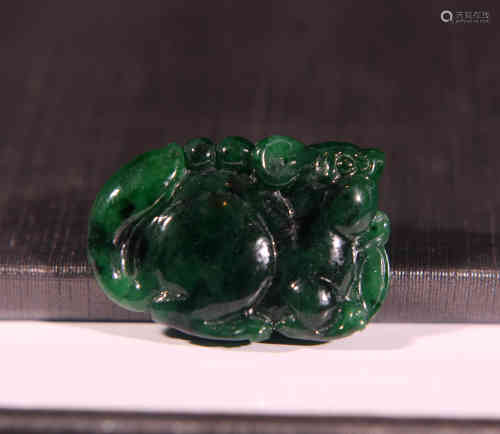 A Chinese Carved Jadeite Pendant of A Mouse.