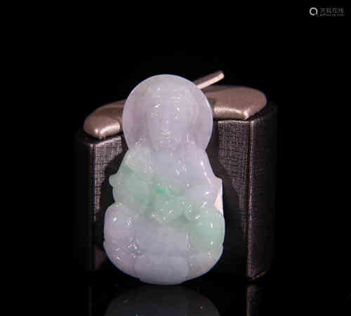 A Chinese Jadeite Guanyin Pendant.