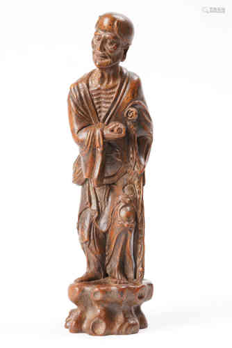 A Chinese Carved Chengxiang Statue of Luohan.