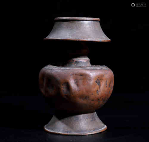 A Tibetan Bronze Lamp.