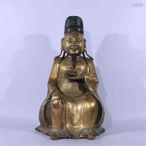 A Chinese Gilt Bronze Statue of Fortune God.