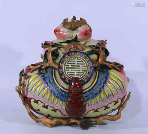 A Chinese Enamel On Copper Peach.