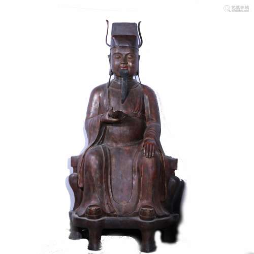 A Chinese Bronze Statue of Fortune God.