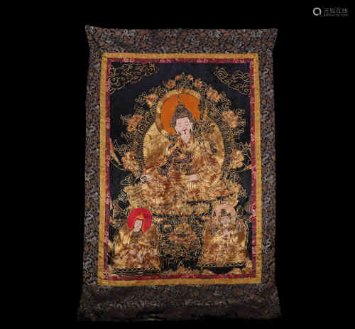 A Chinese Thangka Embroidery of Padmasambhava.