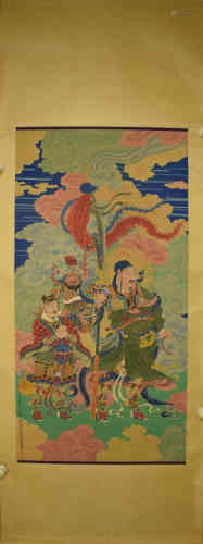 A Chinese Figure Silk Scroll, Zhang Daqian Mark.