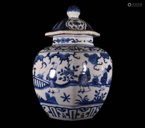 A Chinese Blue and White Porcelain Temple Jar.