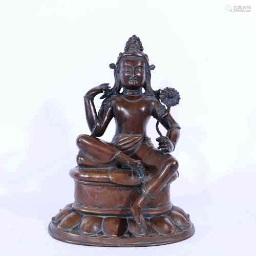 A Chinese Bronze Statue of Guanyin.